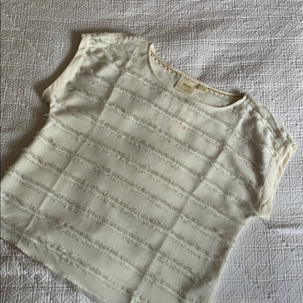 Anthropologie white textured blouse